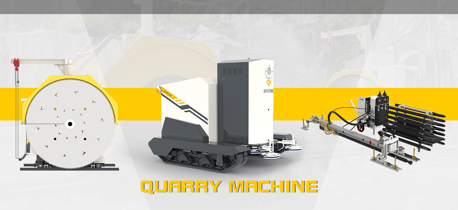 quarry machine、 double blade mining machine、trackless wire saw machine、granite cutting